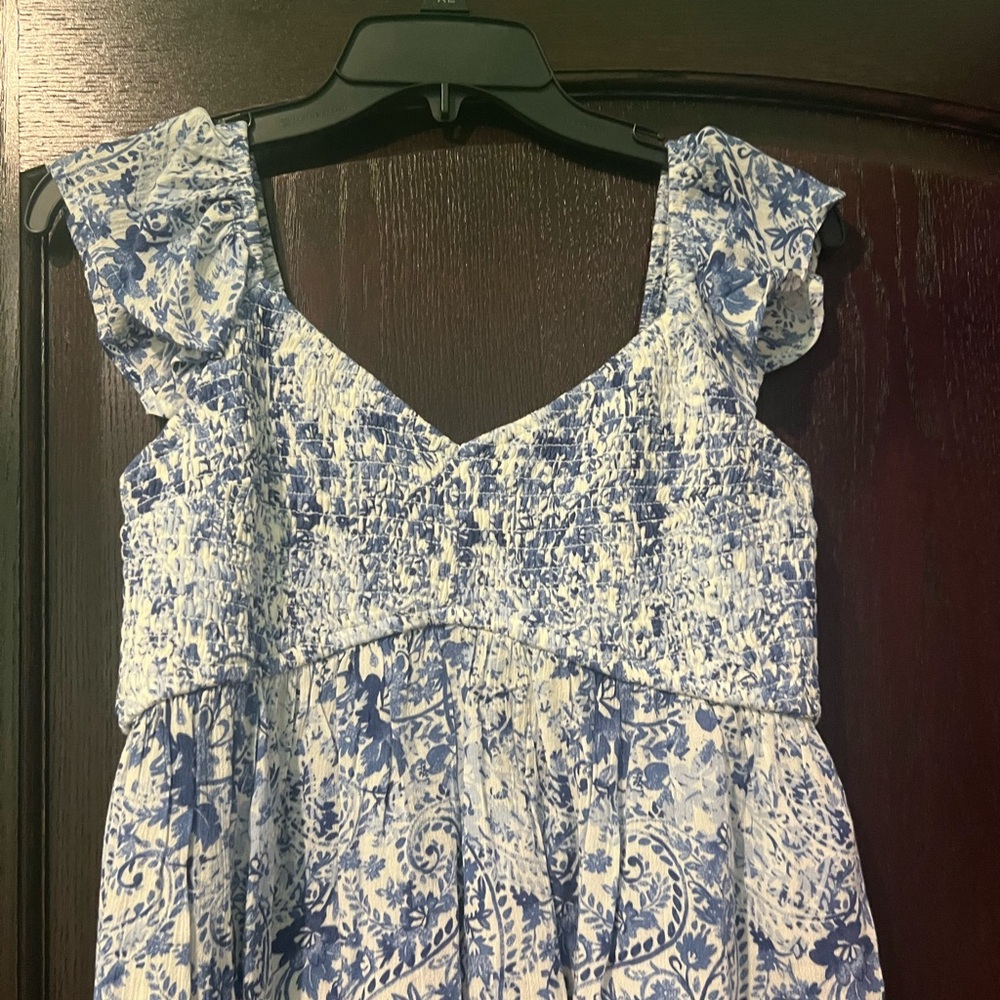 Francesca's Collections Blue and White Floral Blouse